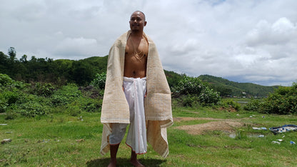 PEACE SILK Traditional Handspun And Handwoven Non-Violent Pure Raw Eri Silk Meditation Shawl/Scarf,Ethical Silk Tantrik Buddhist Prayer Wrap