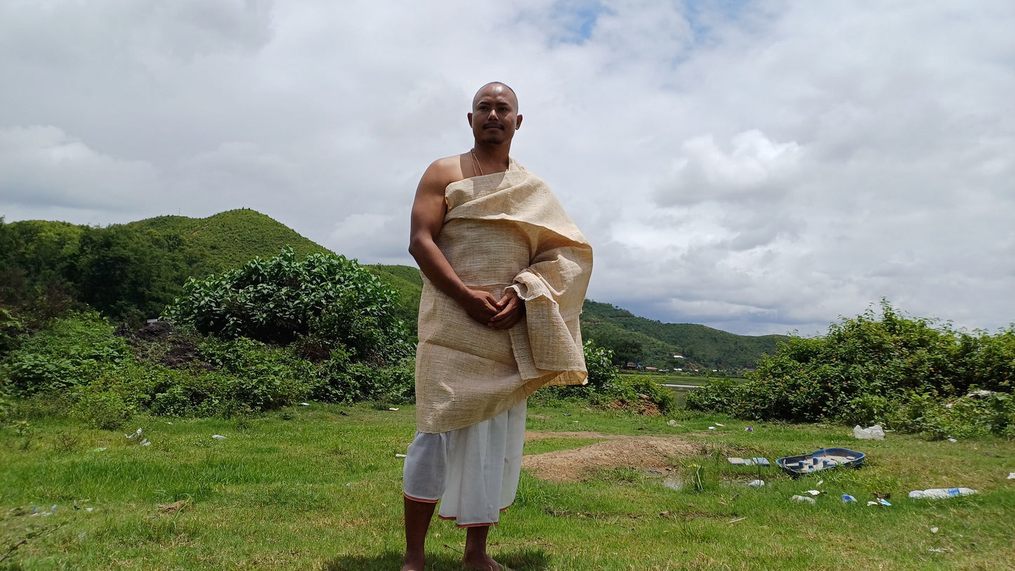 PEACE SILK Traditional Handspun And Handwoven Non-Violent Pure Raw Eri Silk Meditation Shawl/Scarf,Ethical Silk Tantrik Buddhist Prayer Wrap