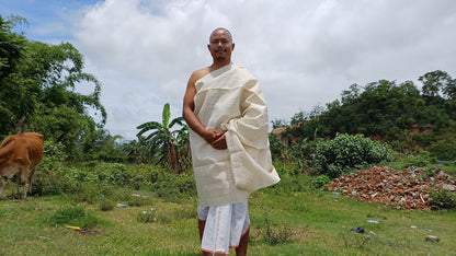 SRI Traditional Handspun/Handwoven Non-Violent Pure Raw Eri Silk Meditation Shawl,Peace Silk Scarf,Ethical Silk Tantrik Buddhist Prayer Wrap