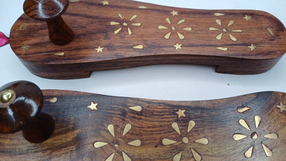 Himalayan"Yogis"Handcrafted Traditional Wooden Slippers for Meditation and Yoga, Unique Carved Wooden Charan Paduka with Brass Designed