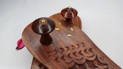 Himalayan"Yogis"Handcrafted Traditional Wooden Slippers,Unique Carved Design , Wooden Charan Paduka with Brass Designed