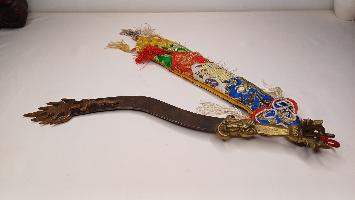 Antique Rare Buddhist Iron Wisdom Fire Ceremonial Vajra Kartika Sword,Sacred Buddhist Kartika Blade,Tantric Buddhist KnifeBuddhist Artifact