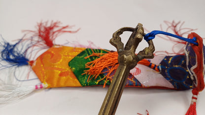 Antique Rare Authentic Handmade  Tibetan Buddhist Ritual Brass Prashu Vajra Dorje Axe,Sacred Tibetan Tantric  Ceremonial  Weapon Blade