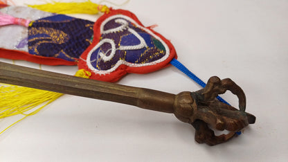 Vintage Rare Authentic Handcrafted Tibetan Buddhist Ritual Vajra Magical Khatvanga Trishul,Sacred Tantric Ceremonial Ritual Staff Weapon