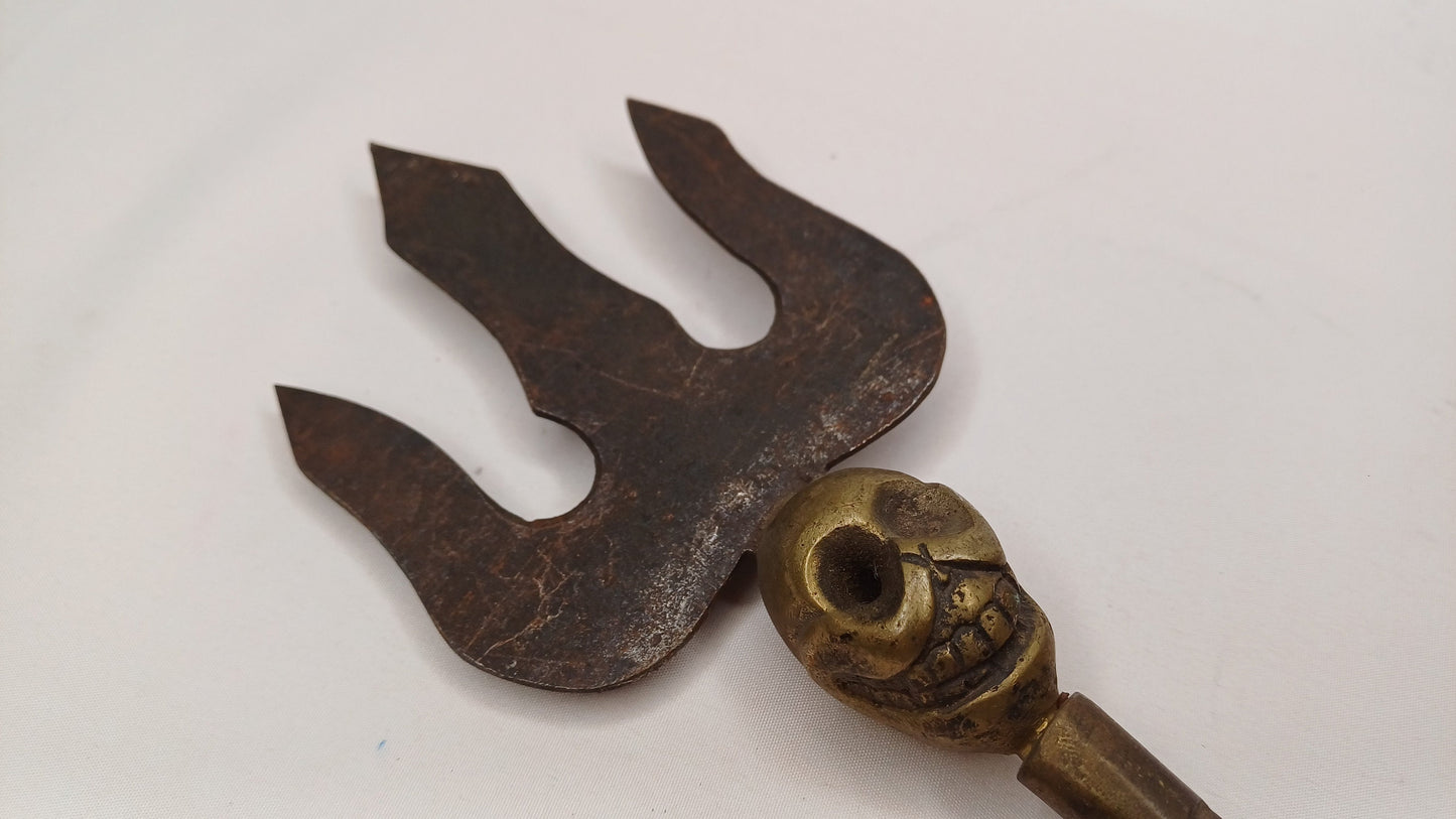 Vintage Rare Authentic Handcrafted Tibetan Buddhist Ritual Vajra Magical Khatvanga Trishul,Sacred Tantric Ceremonial Ritual Staff Weapon