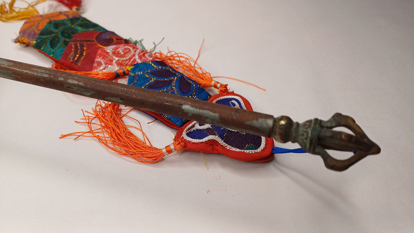 Vintage Rare Authentic Handcrafted Tibetan Buddhist Ritual Vajra Magical Khatvanga Trishul,Sacred Tantric Ceremonial Ritual Staff Weapon