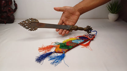 Antique Rare Authentic Buddhist Iron Wisdom Fire Ceremonial Manjushri Sword,Sacred Buddhist Blade,Tantric Buddhist Knife,Buddhist Artifact