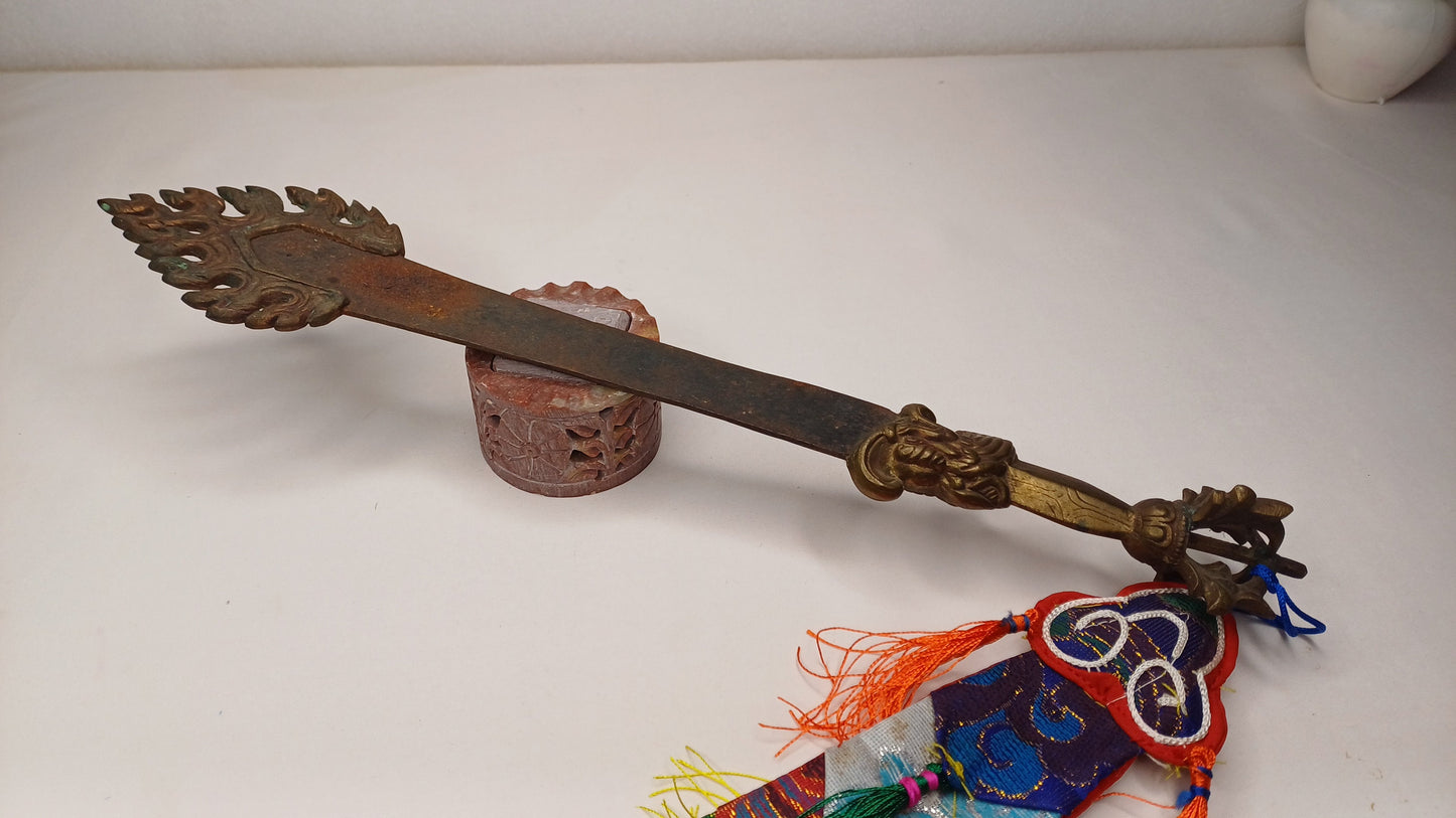 Antique Rare Authentic Buddhist Iron Wisdom Fire Ceremonial Manjushri Sword,Sacred Buddhist Blade,Tantric Buddhist Knife,Buddhist Artifact