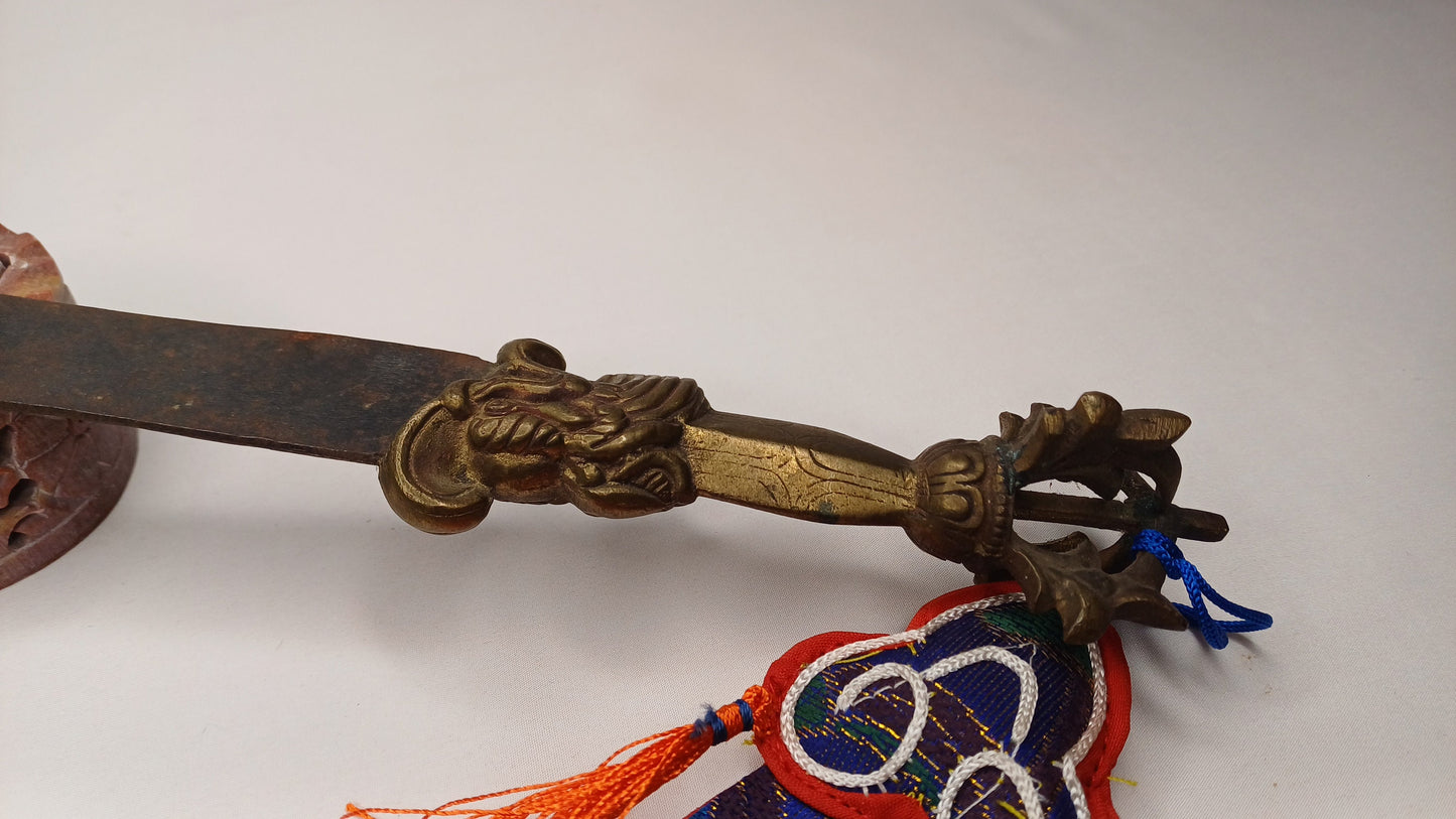 Antique Rare Authentic Buddhist Iron Wisdom Fire Ceremonial Manjushri Sword,Sacred Buddhist Blade,Tantric Buddhist Knife,Buddhist Artifact