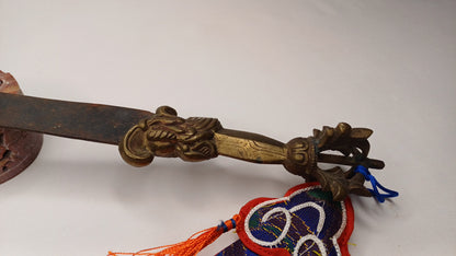 Antique Rare Authentic Buddhist Iron Wisdom Fire Ceremonial Manjushri Sword,Sacred Buddhist Blade,Tantric Buddhist Knife,Buddhist Artifact