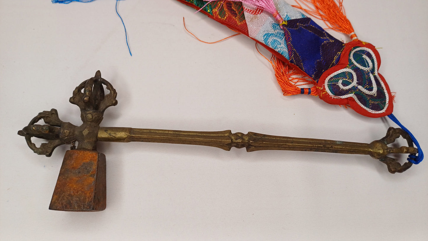 Antique Rare Authentic Gandhara Art Handmade Tibetan Buddhist Ritual Implement-Vajra Hammer,Sacred Buddhist Tantric Hammer,Buddhist Artifact