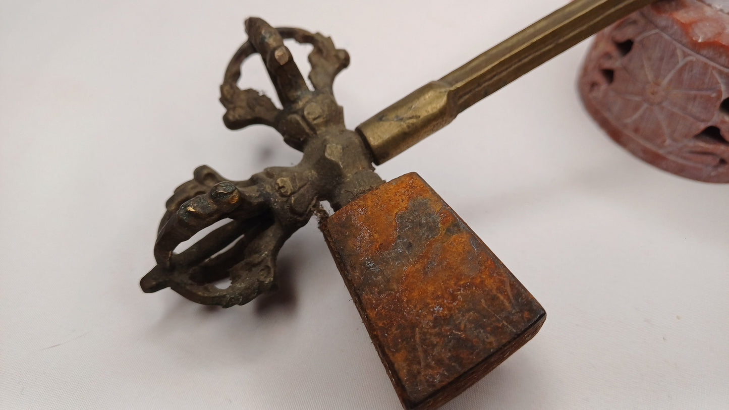 Antique Rare Authentic Gandhara Art Handmade Tibetan Buddhist Ritual Implement-Vajra Hammer,Sacred Buddhist Tantric Hammer,Buddhist Artifact