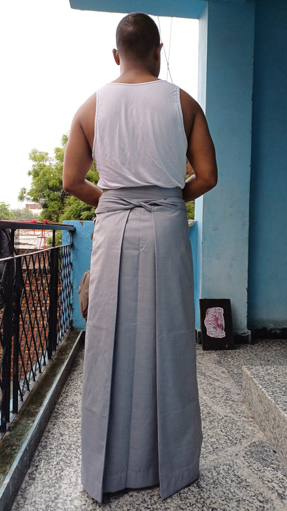 Layman Unisex Tibetan Buddhist Meditation Skirt,Tibetan Half Chuba Wrap-Around Cotton Meditation Cloth,Monastery Style Spiritual Lower Robe