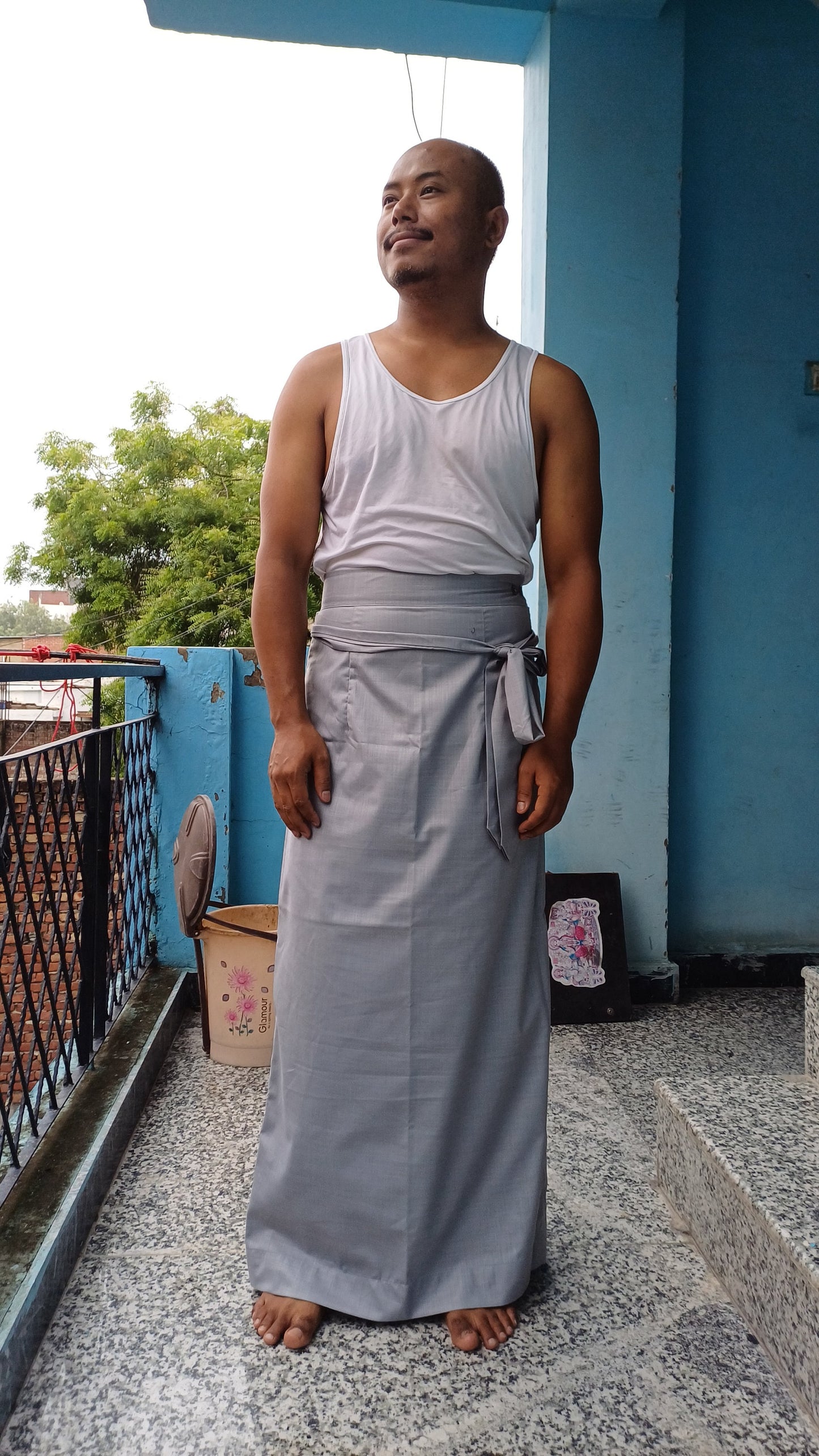 Layman Unisex Tibetan Buddhist Meditation Skirt,Tibetan Half Chuba Wrap-Around Cotton Meditation Cloth,Monastery Style Spiritual Lower Robe