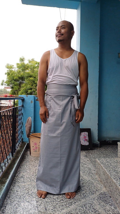 Layman Unisex Tibetan Buddhist Meditation Skirt,Tibetan Half Chuba Wrap-Around Cotton Meditation Cloth,Monastery Style Spiritual Lower Robe