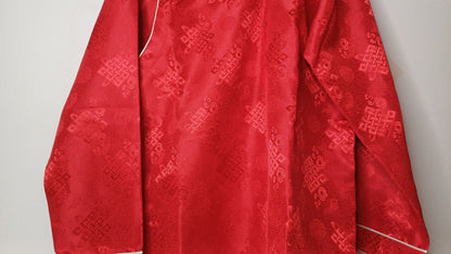 Custom-Made Traditional Tibetan Brocade Silk Buddhist Yogi Shirt,Tibetan Meditation Shirt, Ethnic Tibetan  Long Sleeves Prayer Zen Cloth