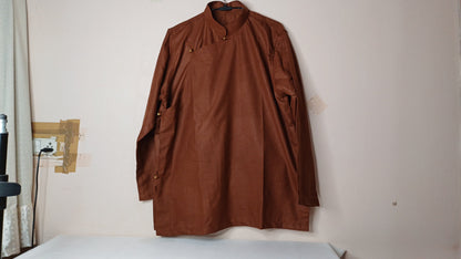 Traditional Tibetan Pure Cotton Copper Color Long Sleeves Buddhist Yogi Meditation Shirt,Ethnic Tibetan Prayer Shirt,Unisex Tibetan Clothing