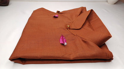 Traditional Tibetan Pure Cotton Copper Color Long Sleeves Buddhist Yogi Meditation Shirt,Ethnic Tibetan Prayer Shirt,Unisex Tibetan Clothing
