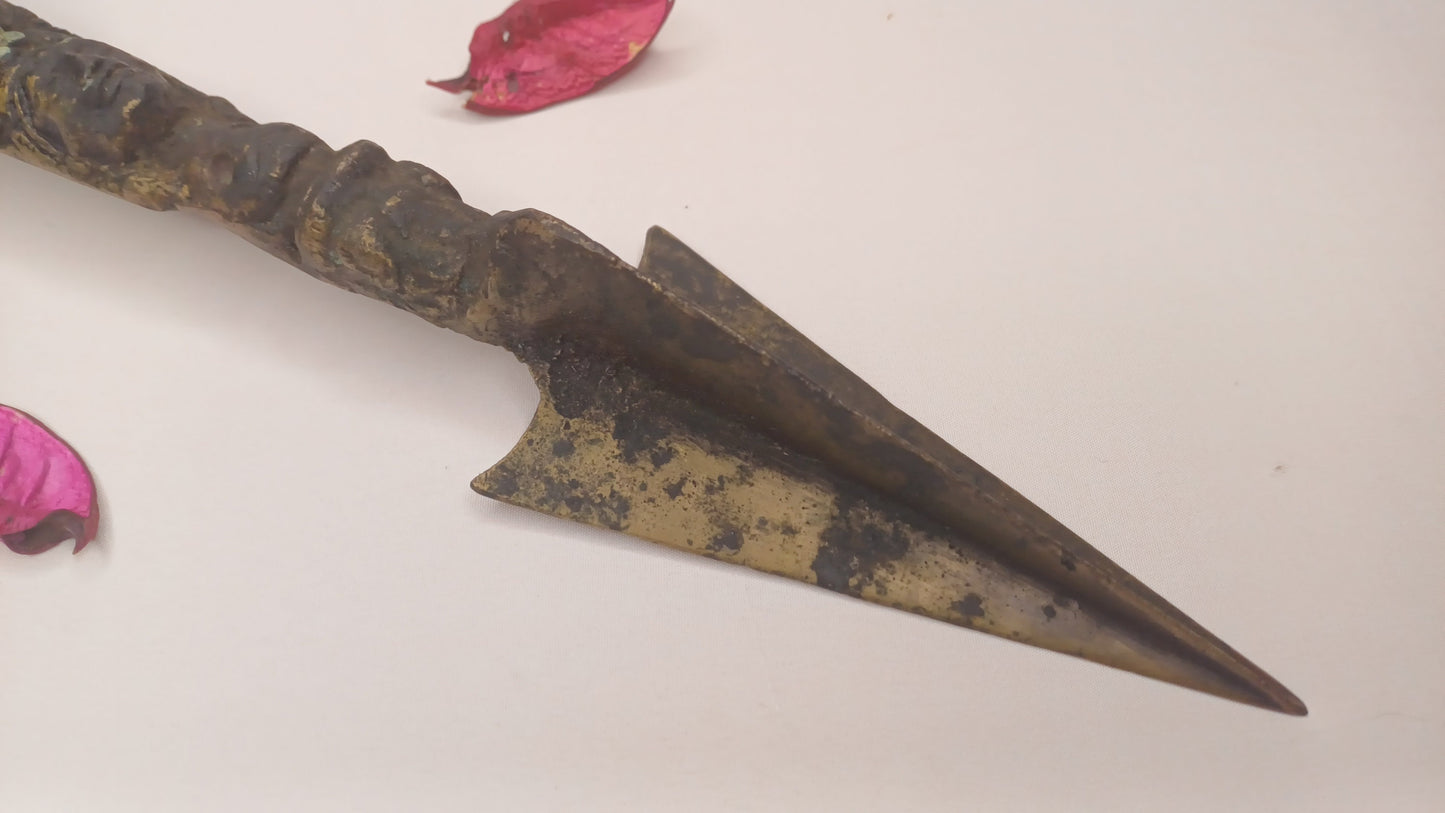 20 Century Antique Rare Authentic Mahakala Ceremonial Buddhist Ritual Phurba,Three-Sided Vajra Dorje Top Sacred Tibetan Tantric Dagger