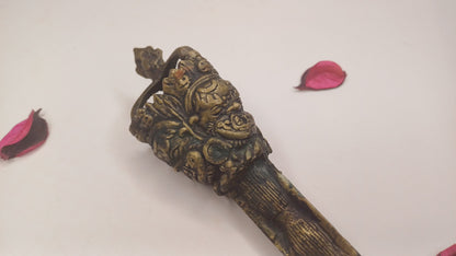 20 Century Antique Rare Authentic Mahakala Ceremonial Buddhist Ritual Phurba,Three-Sided Vajra Dorje Top Sacred Tibetan Tantric Dagger