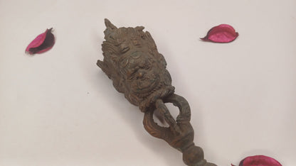 20 Century Antique Rare Authentic Mahakala Ceremonial Buddhist Ritual Phurba,Three-Sided Vajra Dorje Top Sacred Tibetan Tantric Dagger