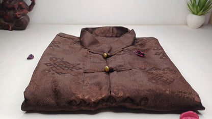 Traditional Tibetan Brocade Silk Buddhist Yogi Shirt,Tibetan Meditation Shirt, Ethnic Tibetan  Long Sleeves Cloth,Buddhist Prayer Shirt
