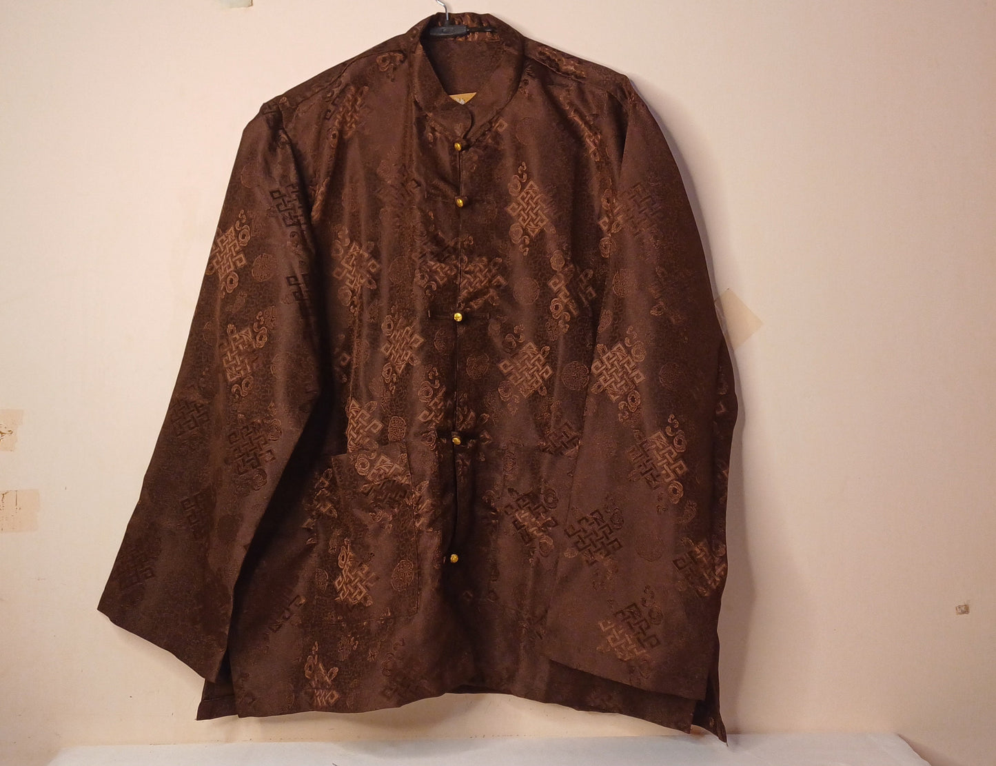 Traditional Tibetan Brocade Silk Buddhist Yogi Shirt,Tibetan Meditation Shirt, Ethnic Tibetan  Long Sleeves Cloth,Buddhist Prayer Shirt