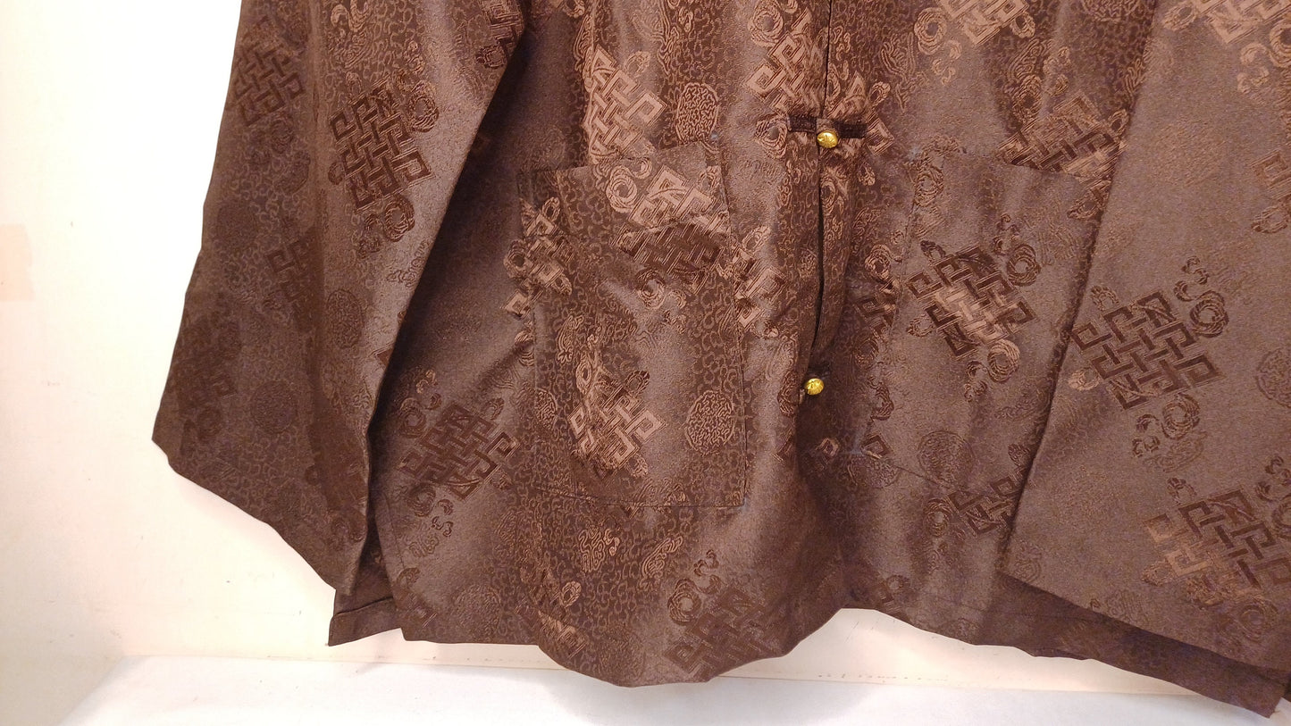 Traditional Tibetan Brocade Silk Buddhist Yogi Shirt,Tibetan Meditation Shirt, Ethnic Tibetan  Long Sleeves Cloth,Buddhist Prayer Shirt