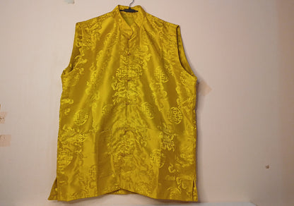 Sleeveless Traditional Tibetan Brocade Silk Buddhist Prayer Yogi Shirt,Ethnic Tibetan Meditation Shirt,Tibetan Buddhist Tantrik Prayer Shirt