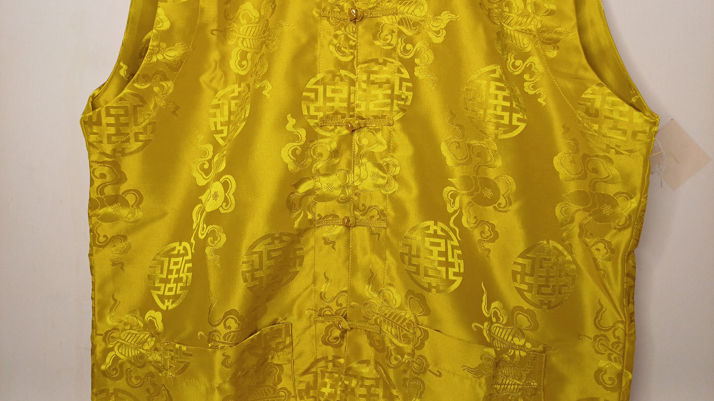Sleeveless Traditional Tibetan Brocade Silk Buddhist Prayer Yogi Shirt,Ethnic Tibetan Meditation Shirt,Tibetan Buddhist Tantrik Prayer Shirt