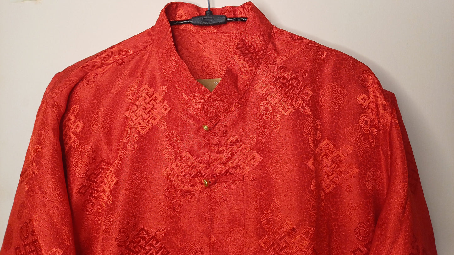 Traditional Tibetan Brocade Silk Buddhist Yogi Shirt,Tibetan Meditation Shirt, Ethnic Tibetan  Long Sleeves Cloth,Buddhist Prayer Shirt