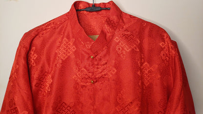 Traditional Tibetan Brocade Silk Buddhist Yogi Shirt,Tibetan Meditation Shirt, Ethnic Tibetan  Long Sleeves Cloth,Buddhist Prayer Shirt