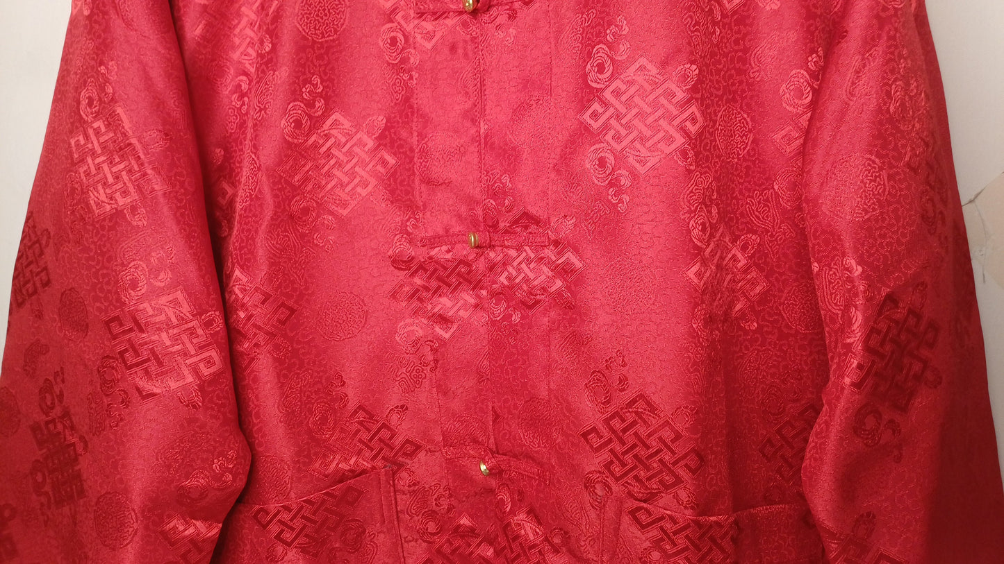 Traditional Tibetan Brocade Silk Buddhist Yogi Shirt,Tibetan Meditation Shirt, Ethnic Tibetan  Long Sleeves Cloth,Buddhist Prayer Shirt