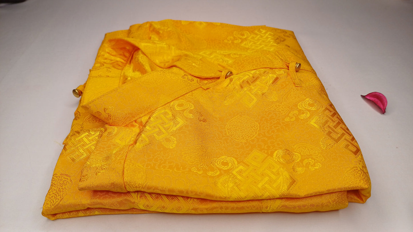 Traditional Tibetan Brocade Silk Buddhist Yogi Shirt,Tibetan Meditation Shirt, Ethnic Tibetan  Long Sleeves Cloth,Buddhist Prayer Shirt