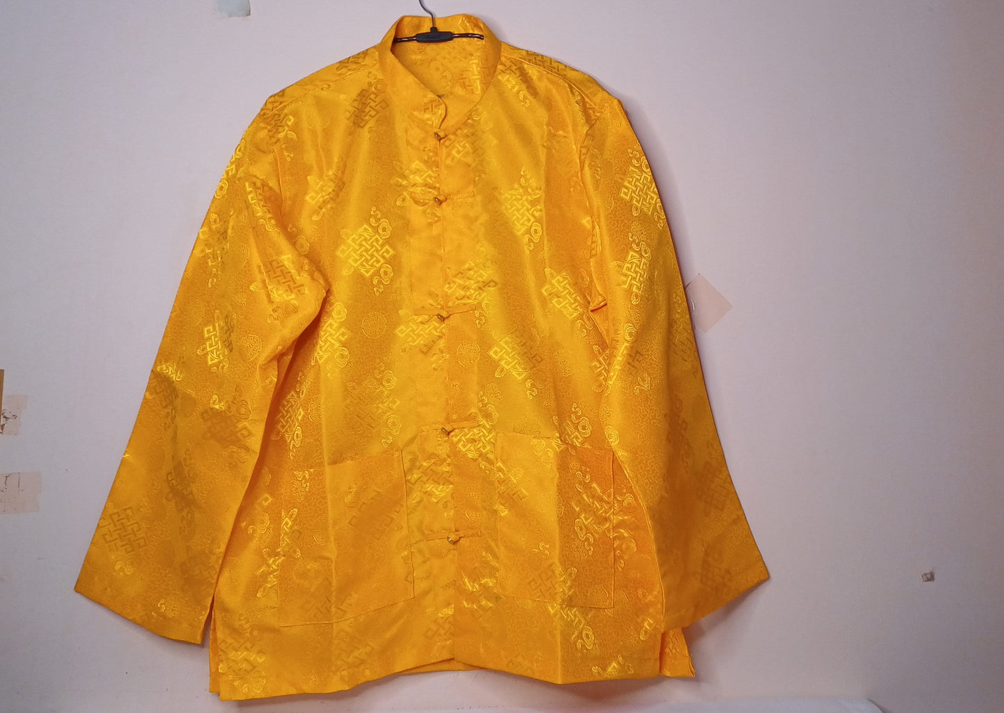 Traditional Tibetan Brocade Silk Buddhist Yogi Shirt,Tibetan Meditation Shirt, Ethnic Tibetan  Long Sleeves Cloth,Buddhist Prayer Shirt