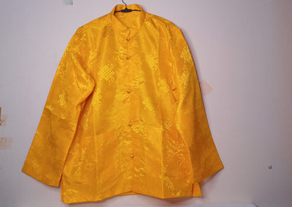 Traditional Tibetan Brocade Silk Buddhist Yogi Shirt,Tibetan Meditation Shirt, Ethnic Tibetan  Long Sleeves Cloth,Buddhist Prayer Shirt