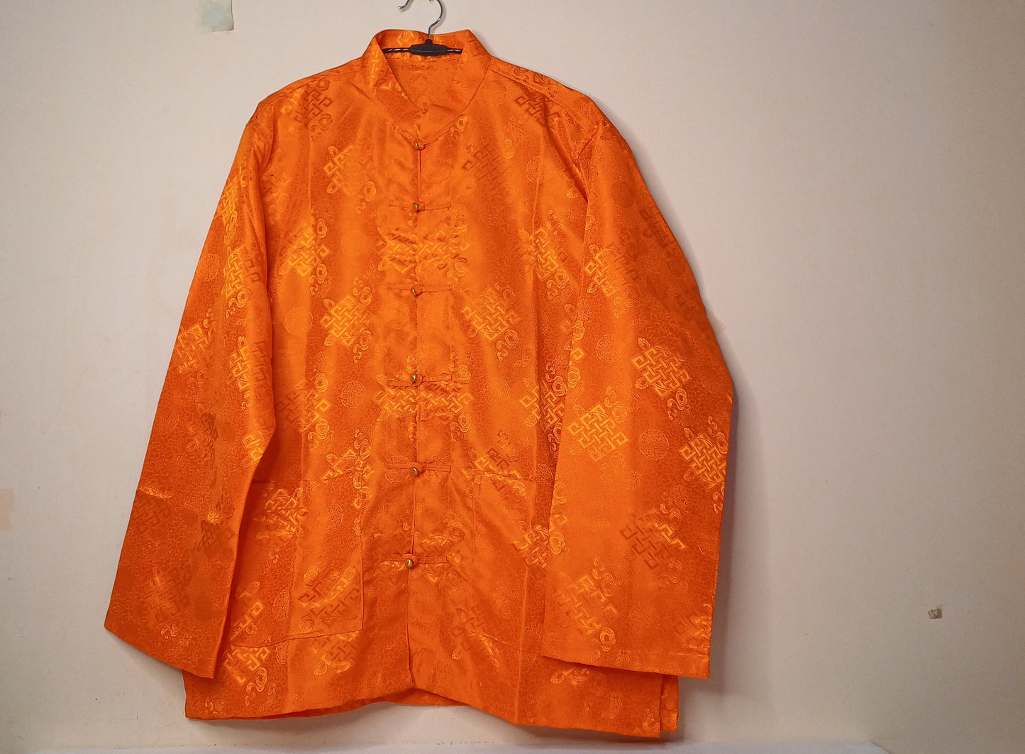 Traditional Tibetan Brocade Silk Buddhist Yogi Prayer Shirt,Tibetan Meditation Shirt,Ethnic Tibetan Long Sleeves Cloth,Buddhist Prayer Shirt