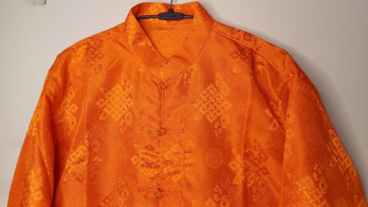 Traditional Tibetan Brocade Silk Buddhist Yogi Prayer Shirt,Tibetan Meditation Shirt,Ethnic Tibetan Long Sleeves Cloth,Buddhist Prayer Shirt