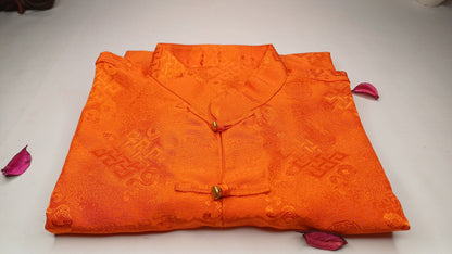 Traditional Tibetan Brocade Silk Buddhist Yogi Prayer Shirt,Tibetan Meditation Shirt,Ethnic Tibetan Long Sleeves Cloth,Buddhist Prayer Shirt