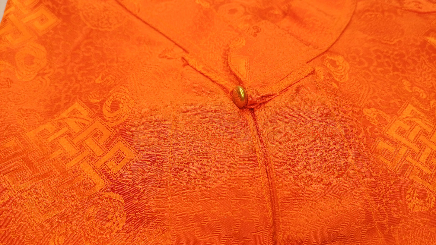 Traditional Tibetan Brocade Silk Buddhist Yogi Prayer Shirt,Tibetan Meditation Shirt,Ethnic Tibetan Long Sleeves Cloth,Buddhist Prayer Shirt