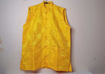 Sleeveless Traditional Tibetan Brocade Silk Buddhist Prayer Yogi Shirt,Ethnic Tibetan Meditation Shirt,Tibetan Buddhist Tantrik Prayer Shirt