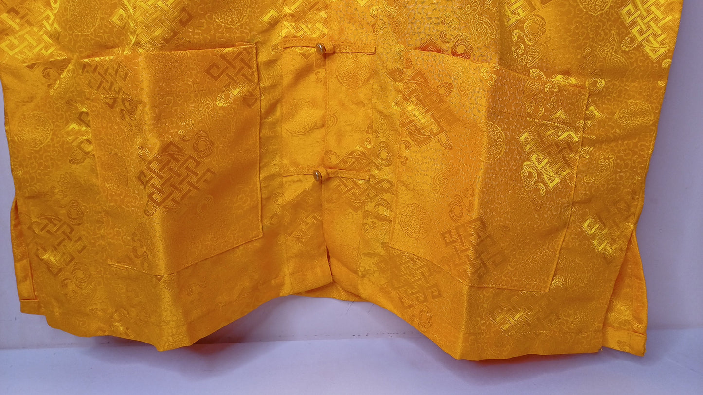 Sleeveless Traditional Tibetan Brocade Silk Buddhist Prayer Yogi Shirt,Ethnic Tibetan Meditation Shirt,Tibetan Buddhist Tantrik Prayer Shirt