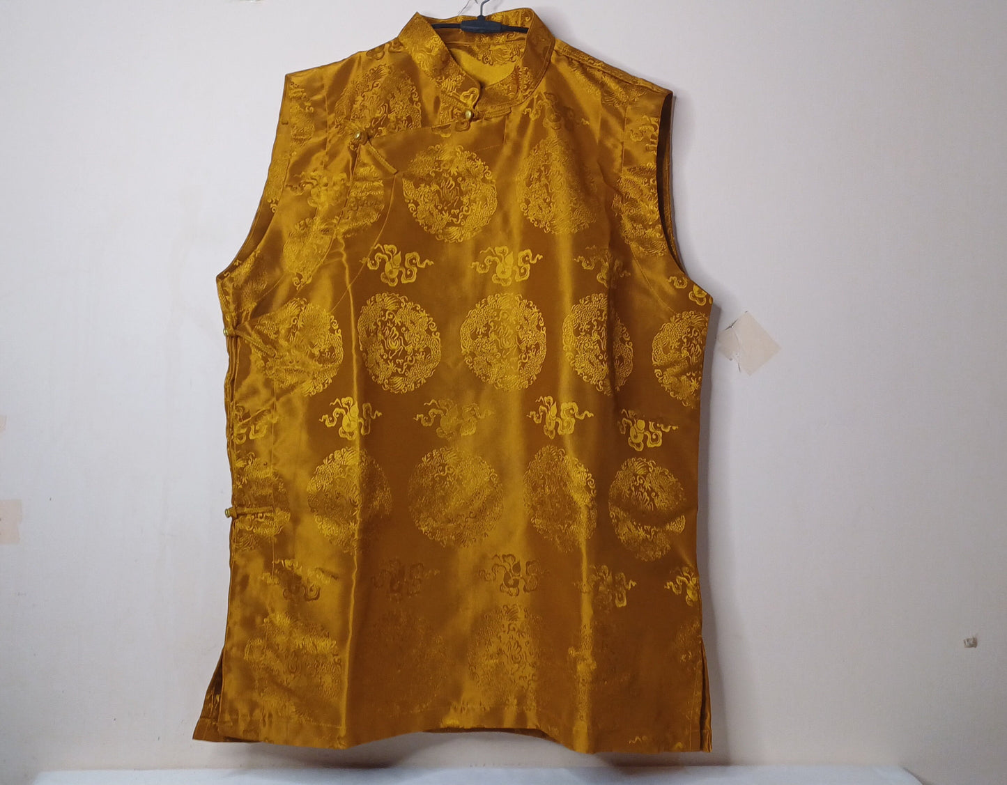 Traditional Tibetan Sleeveless Brocade Silk Buddhist Yogi Prayer Shirt,Tibetan Meditation Shirt,Ethnic Tibetan Buddhist Tantrik Prayer Cloth
