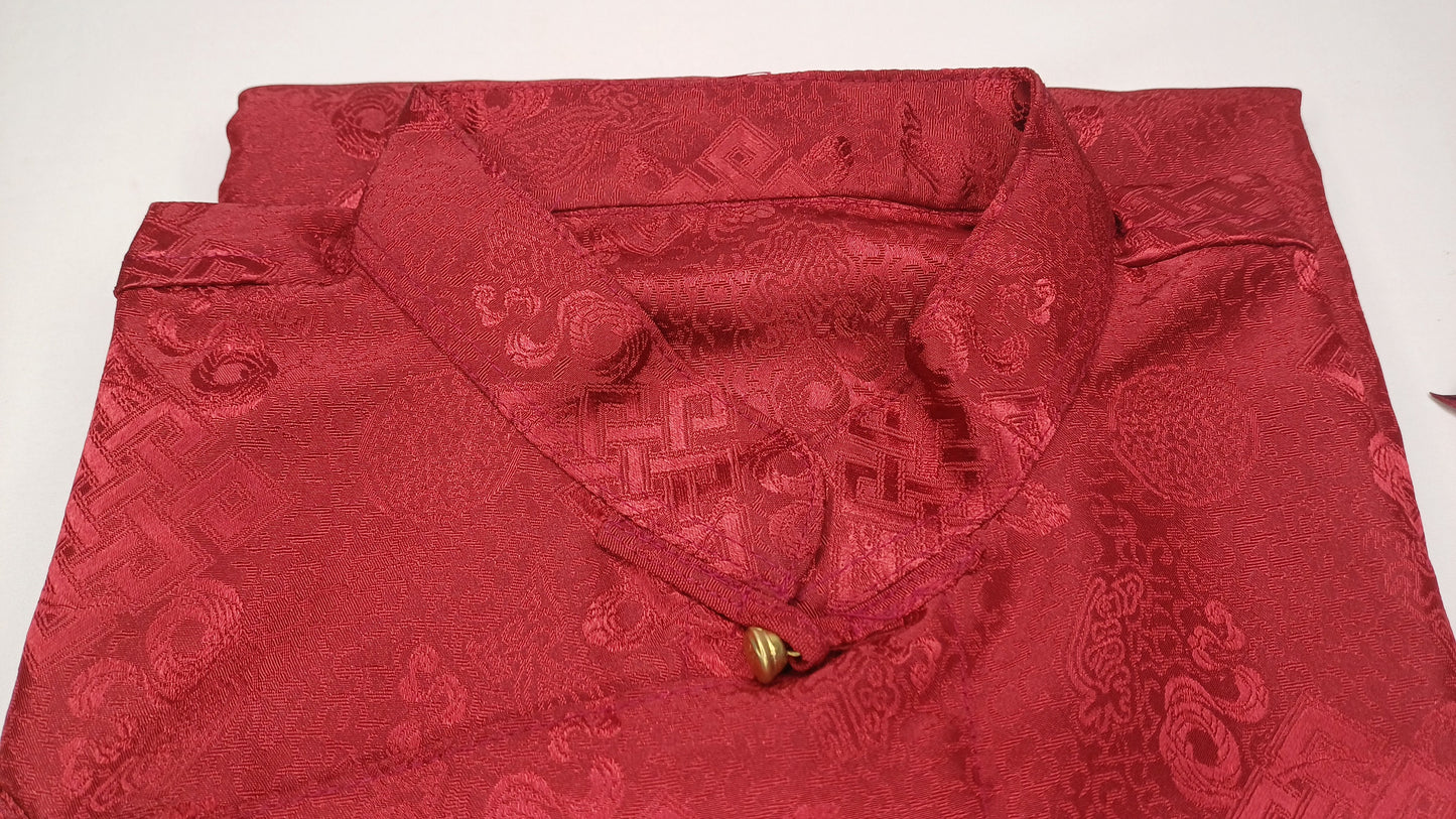 Sleeveless Traditional Tibetan Brocade Silk Buddhist Prayer Yogi Shirt,Ethnic Tibetan Meditation Shirt,Tibetan Buddhist Tantrik Prayer Shirt