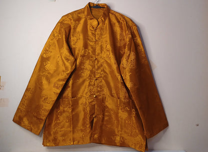 Traditional Tibetan Brocade Silk Buddhist Yogi Shirt,Tibetan Meditation Shirt, Ethnic Tibetan  Long Sleeves Cloth,Buddhist Prayer Shirt