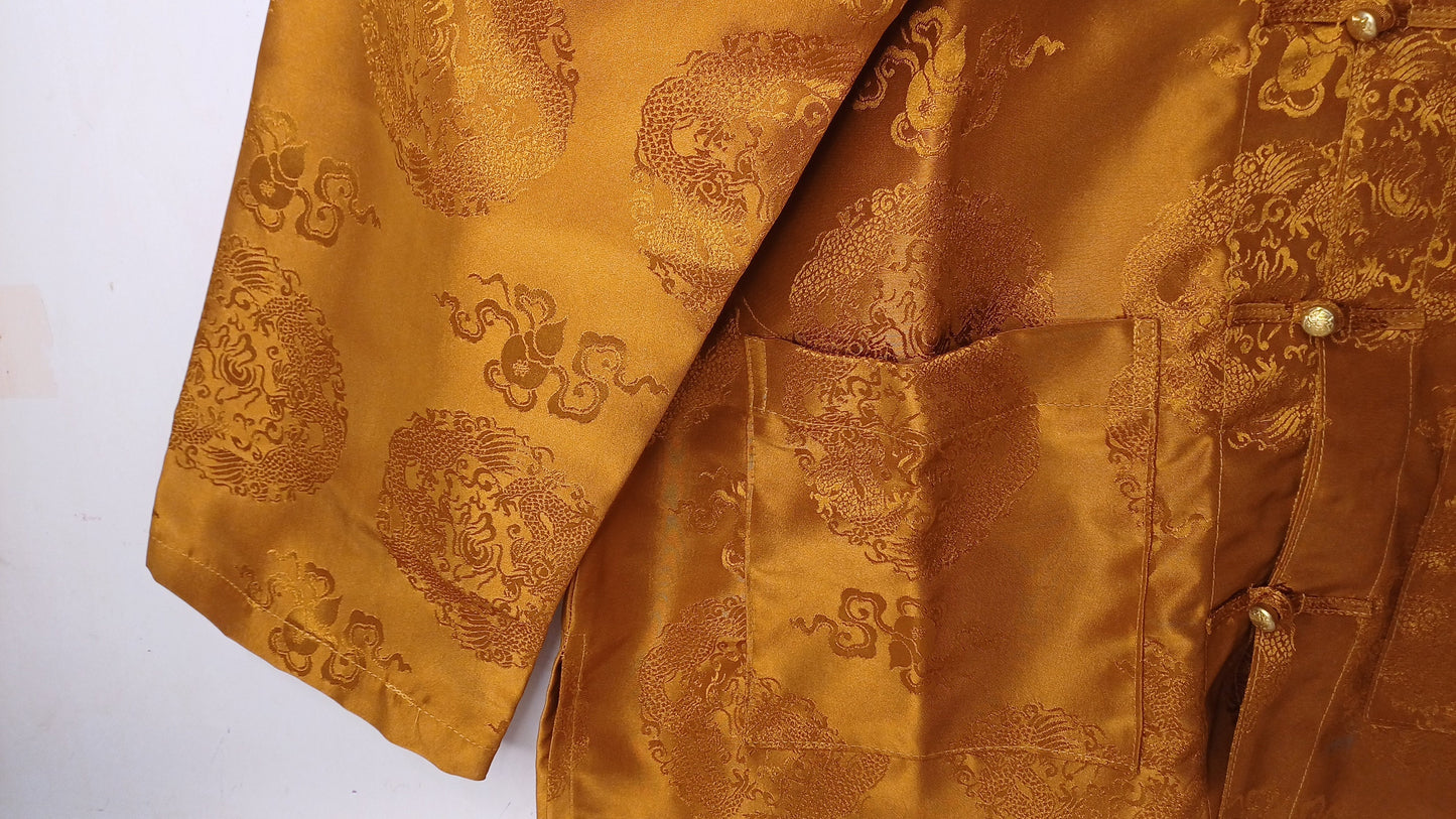 Traditional Tibetan Brocade Silk Buddhist Yogi Shirt,Tibetan Meditation Shirt, Ethnic Tibetan  Long Sleeves Cloth,Buddhist Prayer Shirt
