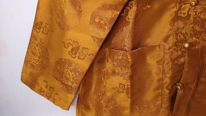 Traditional Tibetan Brocade Silk Buddhist Yogi Shirt,Tibetan Meditation Shirt, Ethnic Tibetan  Long Sleeves Cloth,Buddhist Prayer Shirt