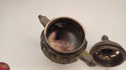 Vintage Bronze Unique Ritual Tibetan Buddha Brass Incense Burner,