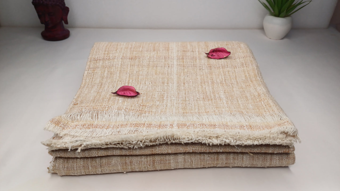 PEACE SILK Traditional Handspun And Handwoven Non-Violent Pure Raw Eri Silk Meditation Shawl/Scarf,Ethical Silk Tantrik Buddhist Prayer Wrap