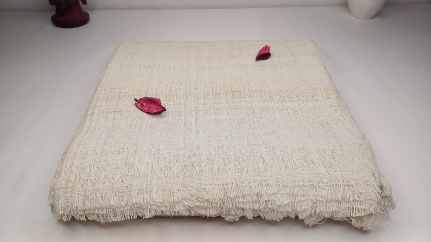 SRI Traditional Handspun/Handwoven Non-Violent Pure Raw Eri Silk Meditation Shawl,Peace Silk Scarf,Ethical Silk Tantrik Buddhist Prayer Wrap
